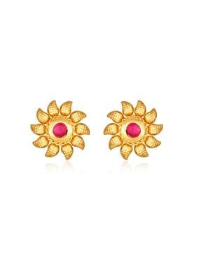 gold-plated stone-studded studs
