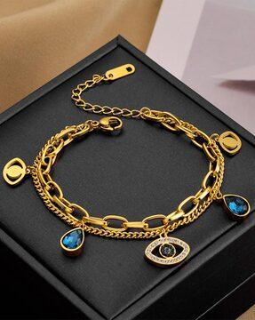 gold-plated stone-studded wrap bracelet