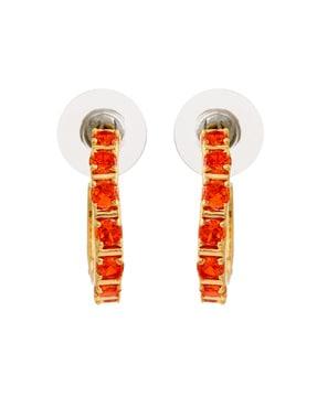 gold-plated tangerine cz hoop earrings