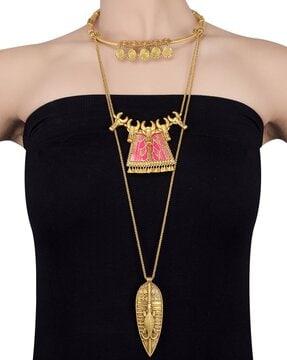 gold-plated tribal myth layered necklace