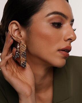 gold-plated very varq duplet drop earrings