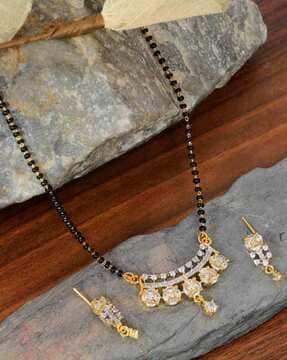 gold-plated  mangalsutra with earrings set