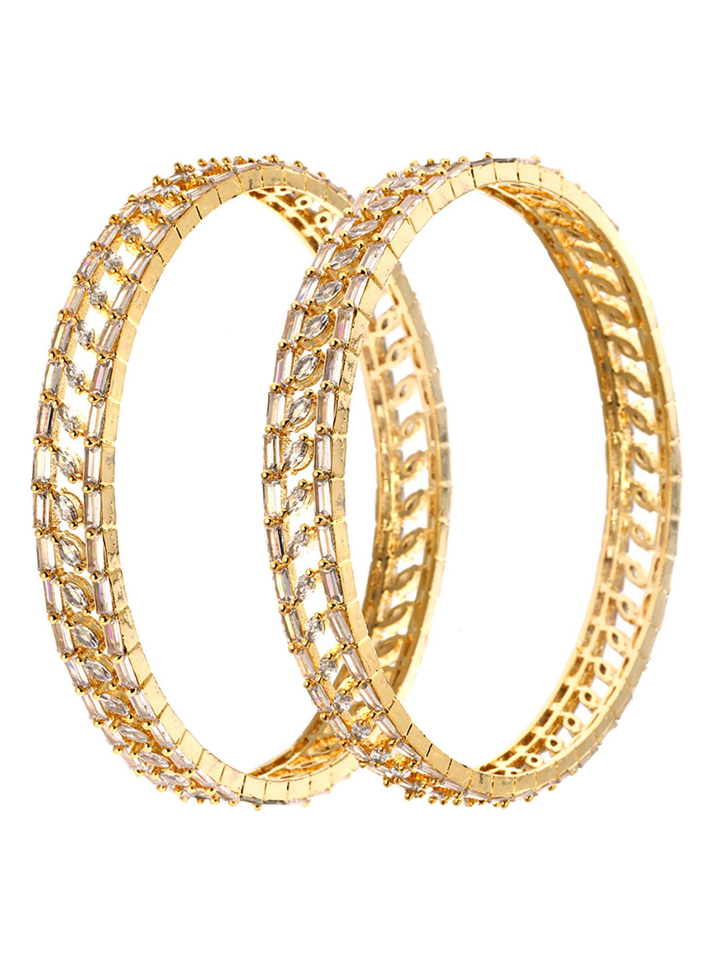 gold plated ad studded handcrafted bangles (set of 2)