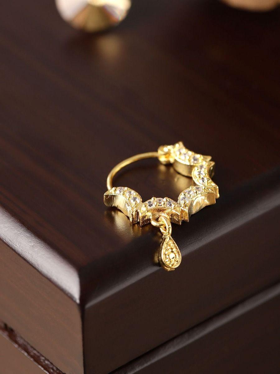 gold plated ad studded nose ring