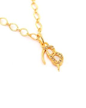 gold-plated alphabet b pendant with chain