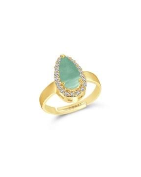 gold-plated american diamond-studded adjustable ring