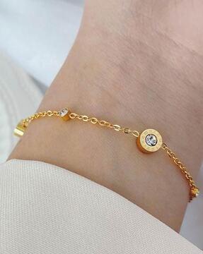 gold-plated american diamond-studded link bracelet