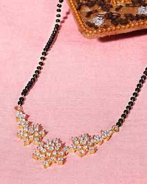 gold-plated american diamond-studded mangalsutra