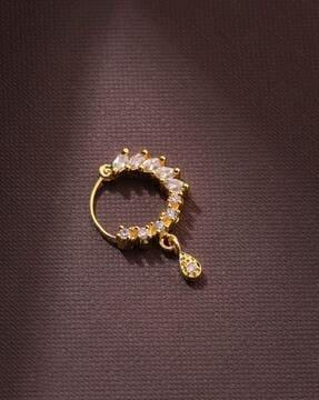gold-plated american diamond-studded nose-ring
