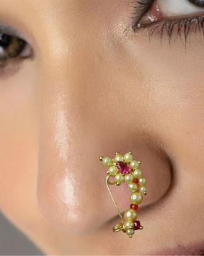 gold-plated american diamond-studded nosepin