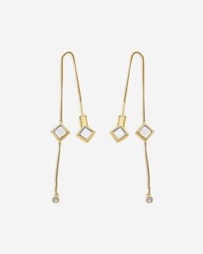 gold-plated ayaana diamond mirror needle-thread delicate earrings