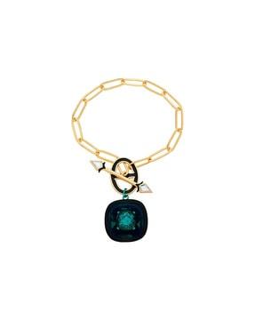 gold-plated b-dazzle crystal toggle link bracelet