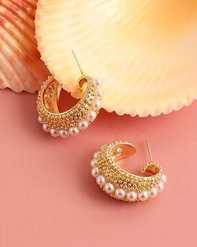 gold-plated beaded hoop earrings