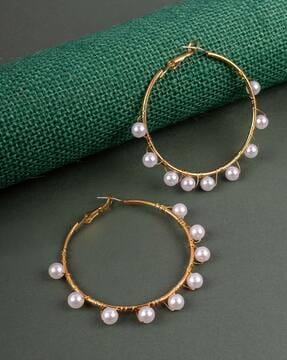 gold-plated beaded hoop earrings