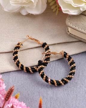 gold-plated beaded hoop earrings