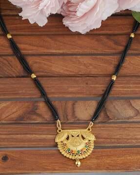 gold-plated beaded mangalsutra with pendant