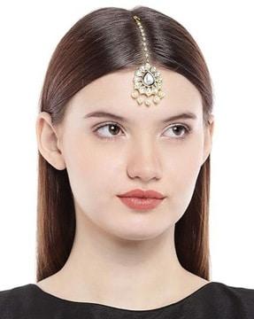 gold-plated beaded mangtikka