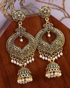 gold-plated beads droplets dangler earrings