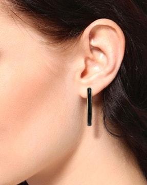 gold-plated black enamel studs earrings
