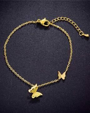 gold-plated butterfly charm bracelet