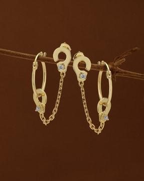 gold plated chain with stud earrings for women - fje3940