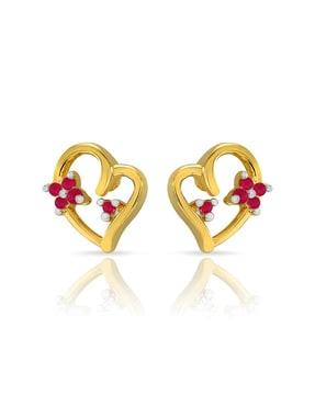 gold-plated chirpy cupid studs with ruby stones