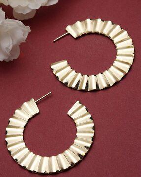 gold-plated circular half hoop earrings