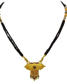 gold-plated crystal-beaded mangalsutra