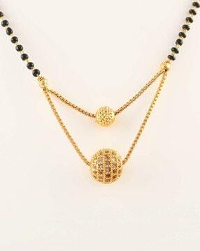 gold-plated crystal-beaded mangalsutra