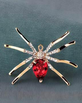 gold-plated crystal spider-shaped brooch