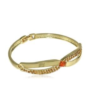 gold-plated crystal studded twisted bracelet