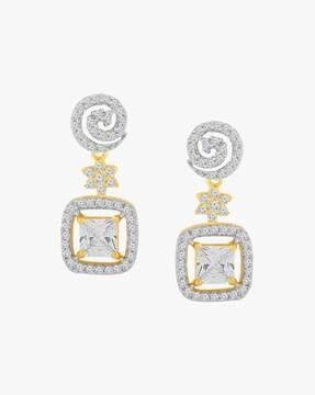 gold-plated cubic zirconia danglers