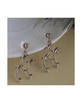gold plated dolphin dangler earrings