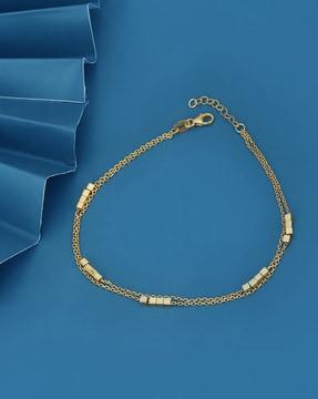 gold plated double layer anklet with square beads