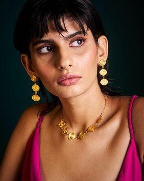 gold-plated drishti necklace & earrings set