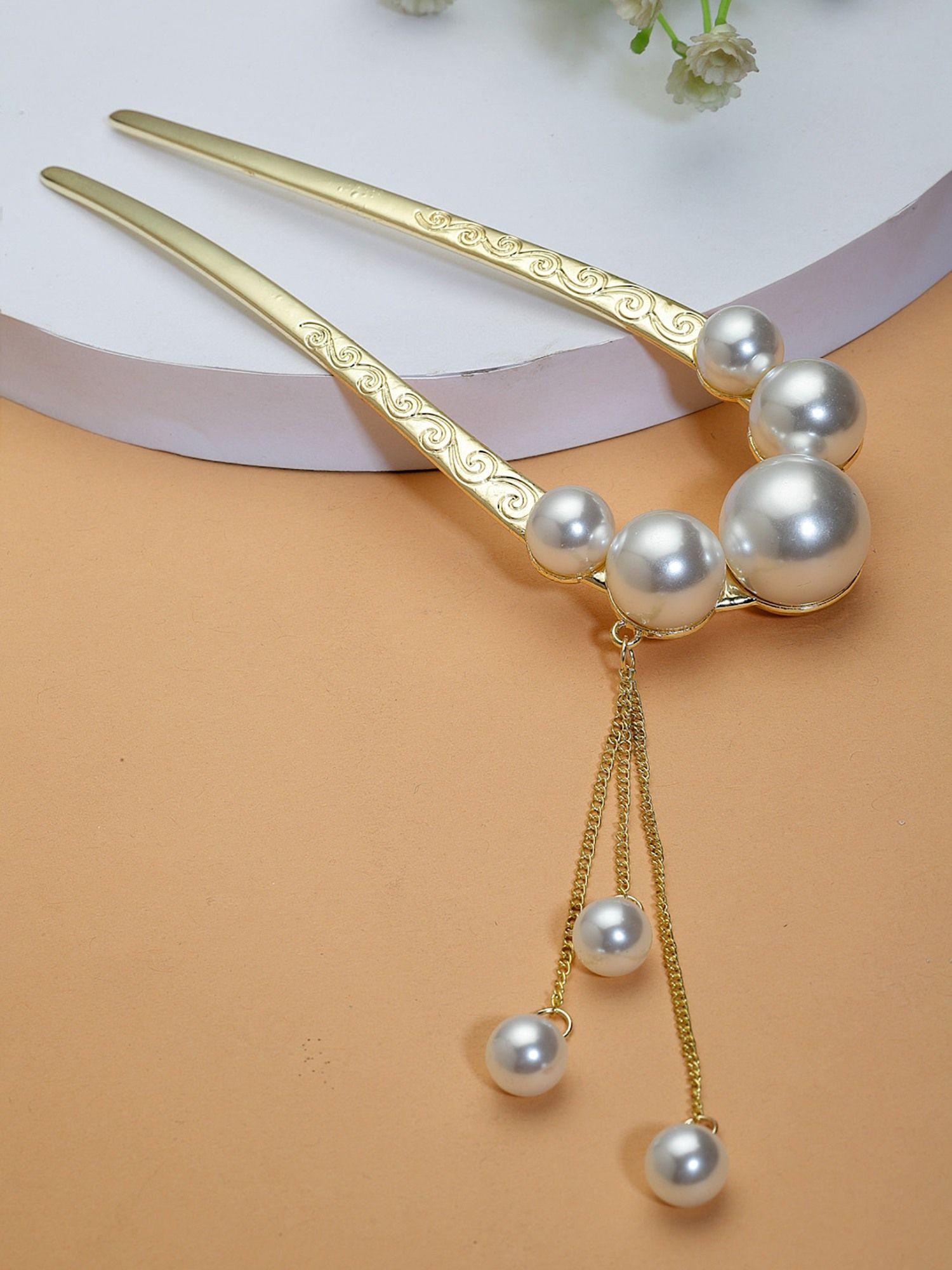 gold plated embellished hair pin