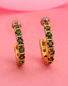 gold-plated emerald cz hoops