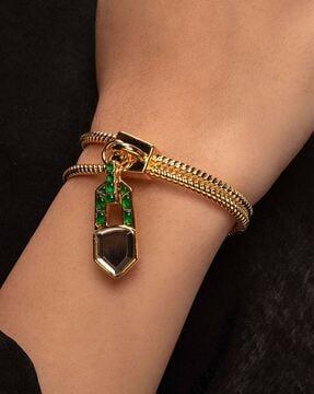 gold-plated flash hydro emerald zip cuff bracelet