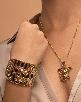gold-plated flash mirror turtle cuff bracelet