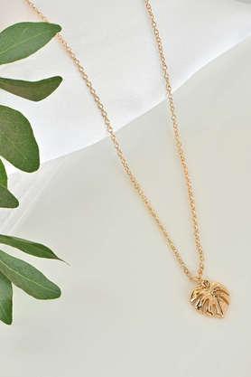 gold plated floral cuban link charm necklace for women