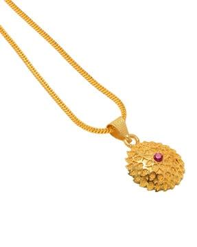 gold-plated floral pendant with chain