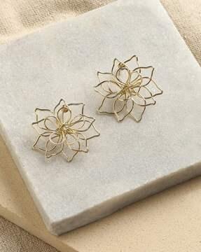 gold-plated flower studs earrings