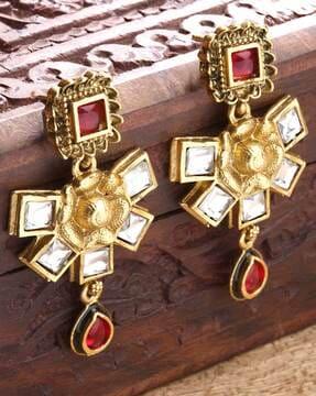 gold-plated glass-studded danglers