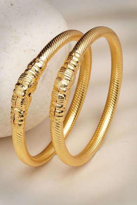 gold-plated handcrafted traditional bangles set of 2 - gold