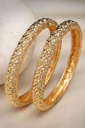 gold-plated handcrafted traditional bangles set of 2 - gold