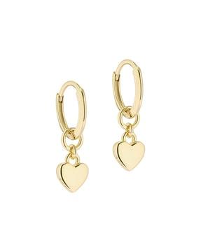 gold-plated heart-shaped dangler earrings