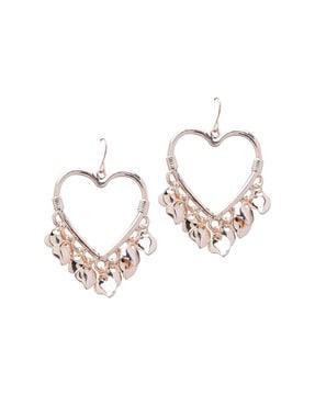 gold-plated heart-shaped drop earrings