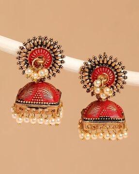 gold-plated jhumka earrings