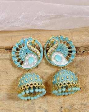 gold-plated jhumkas with beads