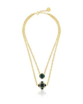 gold-plated jungle layered crystal necklace